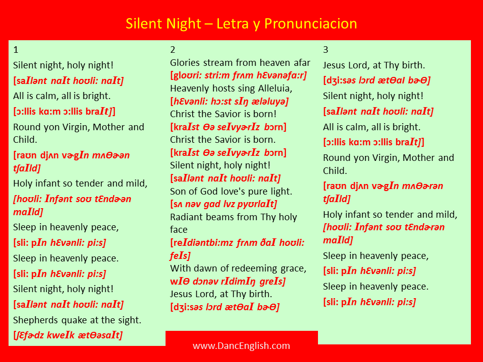 Silent Night Letra y Pronunciacion DancEnglish™